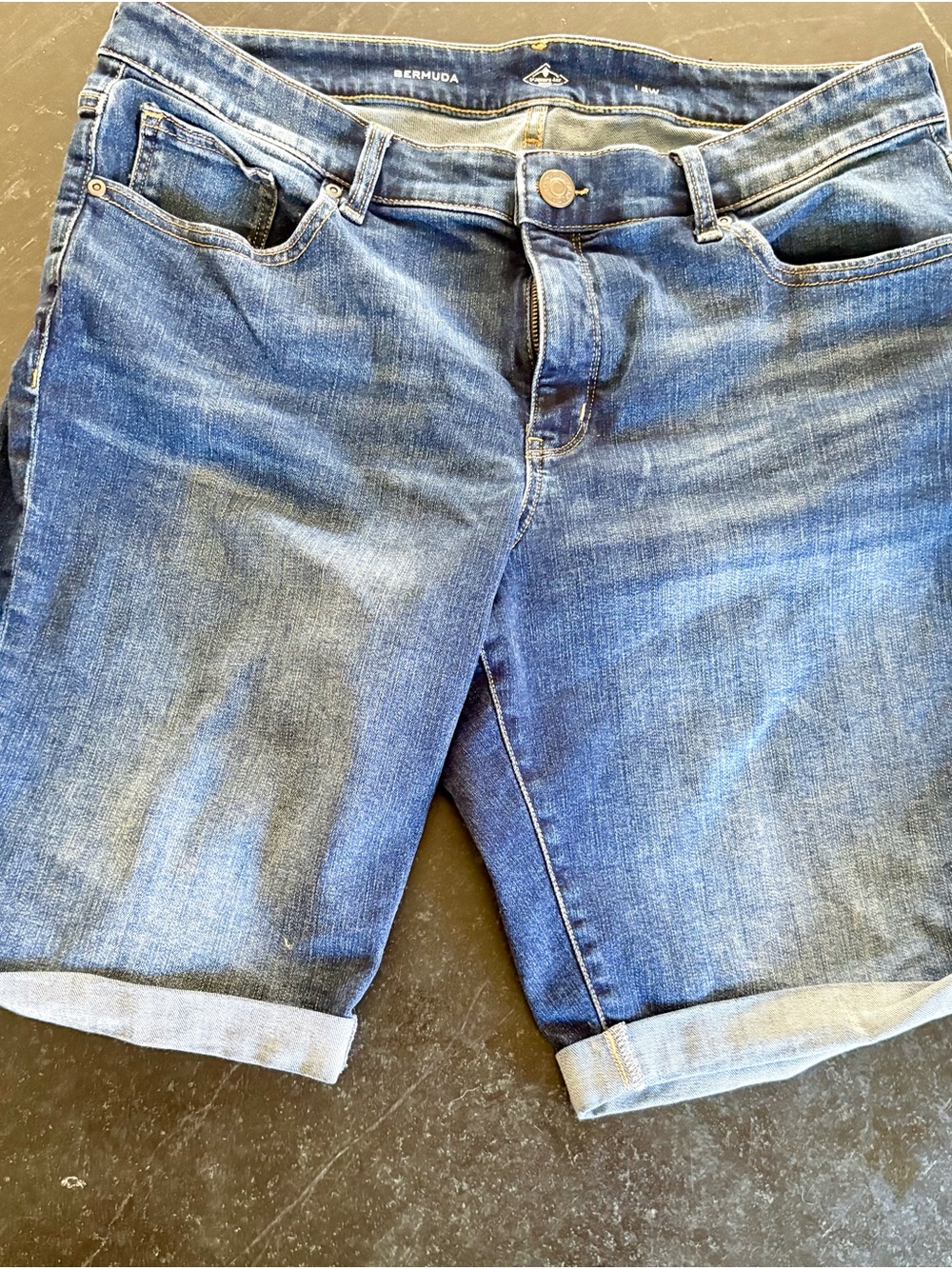 Plus size denim stretch denim shorts size 18 knee length Bermuda